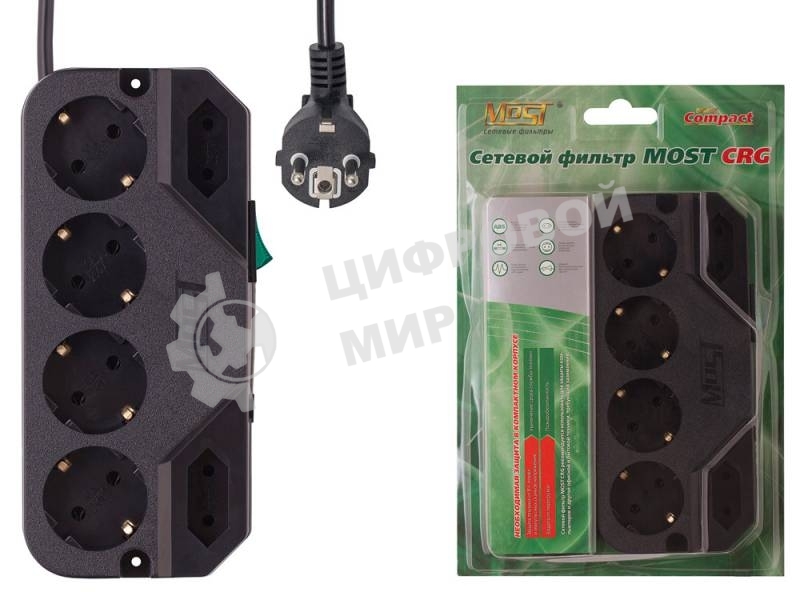 Сетевой фильтр Most СRG 5м (6 розеток) черный (коробка)