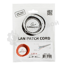 Патч-корд UTP Cablexpert cat.6, 0.25м, литой, многожильный, серый