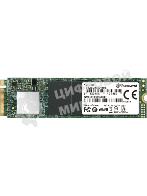 Накопитель SSD Transcend MTE110S, 128Gb, M.2 2280, PCIe 3.0 x4, NVMe, R/W 1600/400