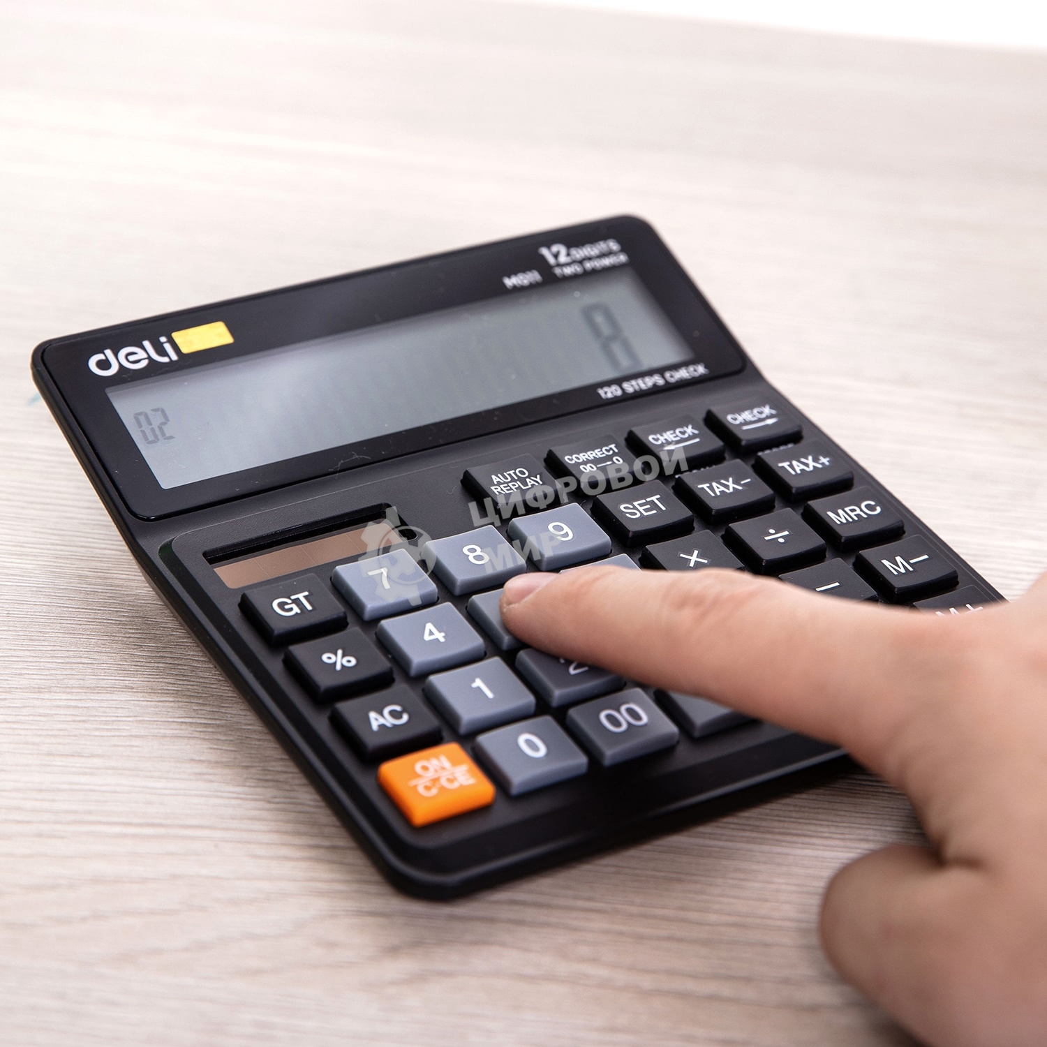 Калькулятор бухгалтерский Deli EM01120 черный 12-разр.