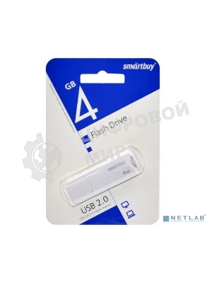 Флешка USB Smartbuy CLUE white (SB4 GbCLU-W), 4Gb, USB 2.0, R/W 15/8, белый