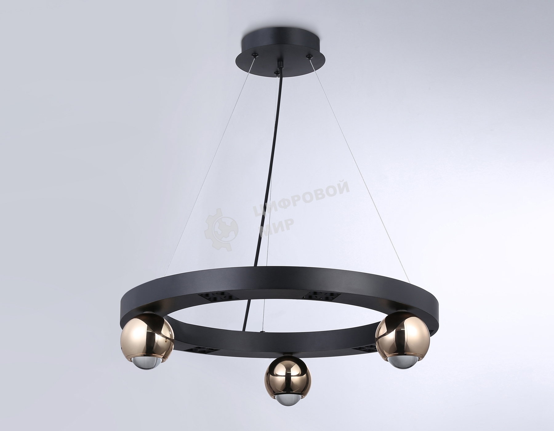 Светильник подвесной светодиодный FL5961 BK/GD черный/золото 4200K 32W  D600*1200 (Без ПДУ)
