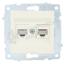 Ovivo Механизм роз. комп. 2-местн. (RJ45 CAT6), крем, 600-000302-230