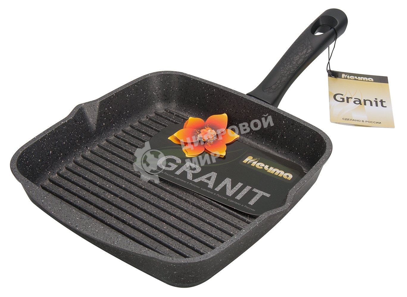 Сковорода МЕЧТА 66701 Гранит 26см 66701 Сковорода - гриль квадратная 26см 