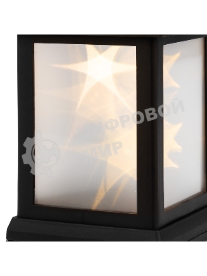 Декоративный фонарь Neon-night 11х11х22,5 см, черный корпус, теплый белый цвет свечения с эффектом мерцания