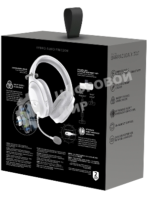 Гарнитура Razer Barracuda X (2022) белый, беспроводная + проводная, Bluetooth/USB-C/3.5 мм