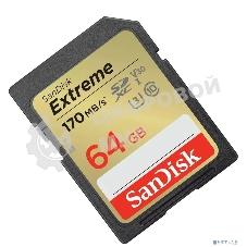 Флеш карта SD 64GB SanDisk SDXC Class 10 V30 UHS-I U3 Extreme 170MB/s
