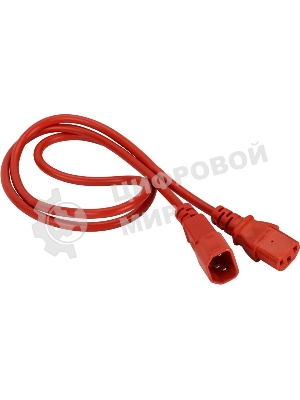 Шнур питания C13-C14, 3х0.75, 220В, 10А, красный, 1.8 метра