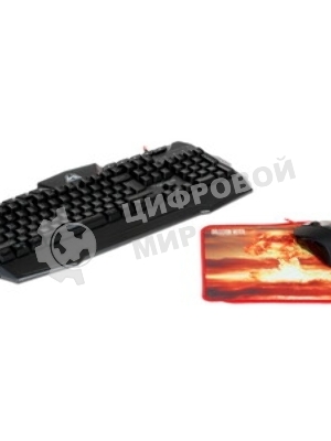 Комплект клавиатура+мышь Qumo Wartime проводной, USB, 3200 DPI, чёрный
