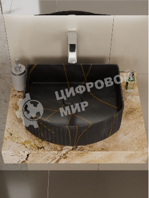 Раковина санфаянс накладная BAU Mif stripes 40х35, черная
