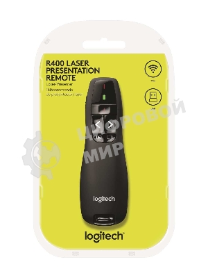 Презентер беспроводной Logitech R400 черный, радиоканал, USB, кнопки - 5