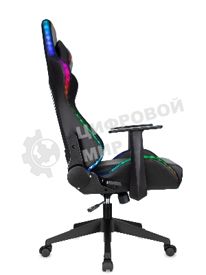 Кресло ZOMBIE GAME RGB черный, экокожа, 120 кг, подголовник, механизм качания