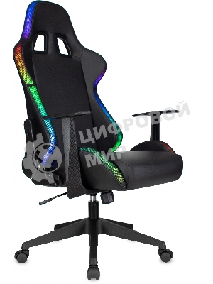 Кресло ZOMBIE GAME RGB черный, экокожа, 120 кг, подголовник, механизм качания