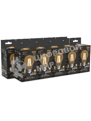Лампа светодиодная филаментная Gauss Filament 18Вт цок.:E27 груша св.свеч.бел.теп. (упак.:10шт)