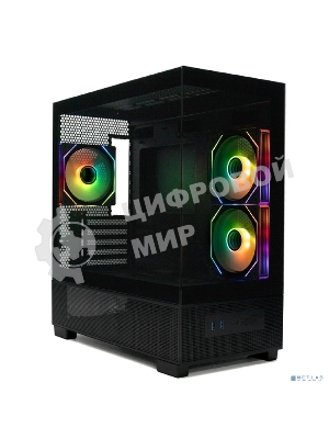 Компьютерный корпус XASTRA Q500M 3ARGb-C10 Black mATX/Aquarium/Screewless/ 3x120мм ARGb PWM FM fans/Argb+PWM HUB 10port/ Q500M-3FM12A-C10