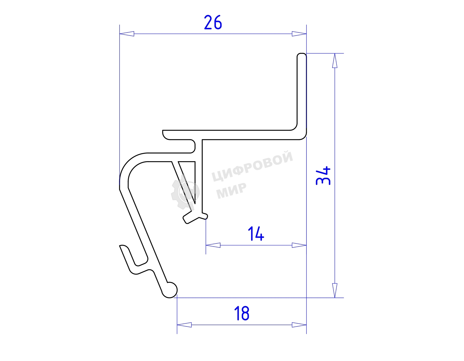 Алюминиевый профиль Ambrella light GP4100BK черный 2000*26*34