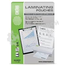 Пленка для ламинирования Cactus 60мкм A4 (100 шт) глянцевая 216x303 мм CS-LPGA460100