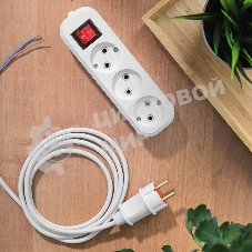 Колодка Rexant 3 гнезда с кнопкой без заземления