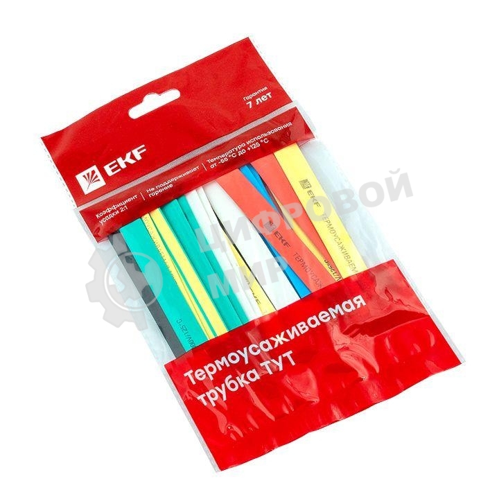 Термоусаживаемая трубка EKF tut-n-10 ТУТ 10/5 набор:7 цветов по 3шт. 100мм. EKF PROxima