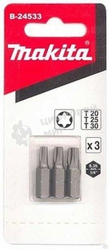 Набор бит Makita B-24533 (3пред.) для шуруповертов
