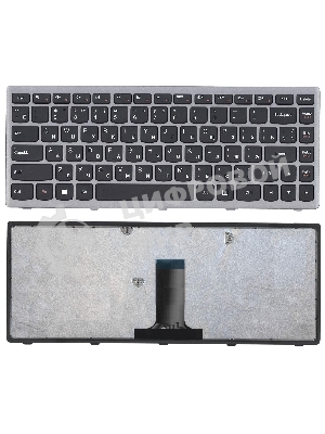 Клавиатура для ноутбука Lenovo Flex 14 G400s черная с серой рамкой