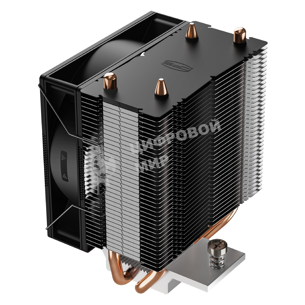 Кулер для процессора PCCooler R200 S115X/1200/1700/AM4/AM5 (TDP 110W, 90мм Non LED Fan, 2 тепловые трубки 6мм, 2200RPM, 28,3dBa)