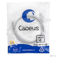Патч-корд Cabeus, cat.6, неэкр., U/UTP, RJ45/RJ45, LSZH, AWG24, 1м, серый
