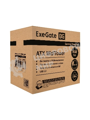 Компьютерный корпус Miditower ExeGate EVO-9211-700NPX (ATX, БП 700NPX с вент. 12см, с окном, 2хUSB+1хUSB3.0, HD аудио, черный, 1 вент. с RGb подсветкой)