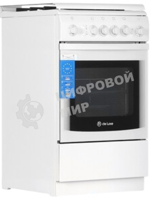 Плита газовая De Luxe 506040.11Г (КР) ЧР белый, конфорок 4 шт, духовка 54 л, 50 см x 85 см x 60 см