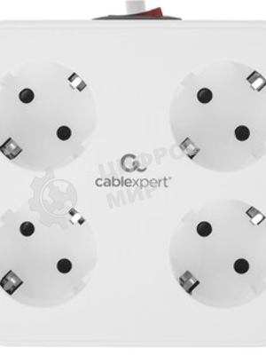 Сетевой фильтр Cablexpert Plate, PLT-4-C2U2-W-2, 4р, 10А, 2xType-C PD, 20Вт, 2xUSB, 2.4A, 2 м, ур. защиты 4+, белый, коробка