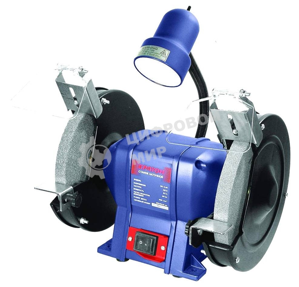 Точило КРАТОН BG 350/200 L 350Вт 2950об/мин диск 200х20х32мм эл. подсв.