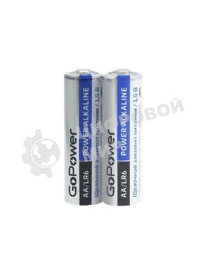 Батарейка GoPower LR6 AA Shrink 2 Alkaline 1.5V (2/40/800) коробка (40 шт.)