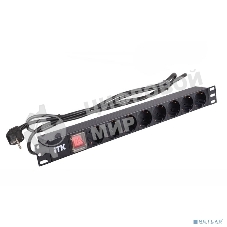 Блок розеток 19 (8шт)PDU с LED выкл.алюм.профиль 1U шнур 2м вилка DIN49440 (нем.станд.) PH12-8D1 ITK