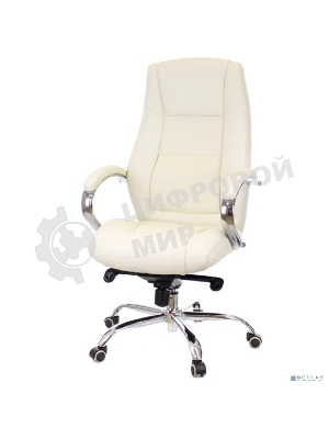 Кресло офисное Everprof Kron M бежевое (экокожа, хром, ролики, Мультиблок)