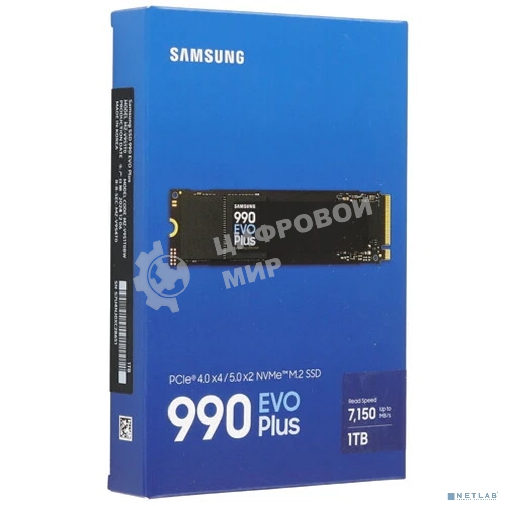 Накопитель SSD Samsung 990 EVO Plus, 1024 Gb, M.2 2280, PCIe 4.0 x4, NVMe, R/W 7150/6300