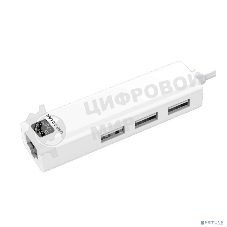 Кабель-адаптер 5bites UA2-45-06WH USB2.0, 3*USB2.0, RJ45 100MB, белый