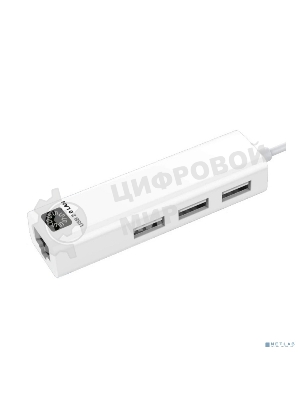 Кабель-адаптер 5bites UA2-45-06WH USB2.0, 3*USB2.0, RJ45 100MB, белый