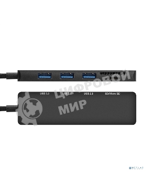 USB-концентратор 4-в-1 ExeGate DUB-2213C/CR (кабель-адаптер USB Type-C --> 2xUSB2.0+ 1xUSB3.0+Card Reader, Plug&Play, черный)