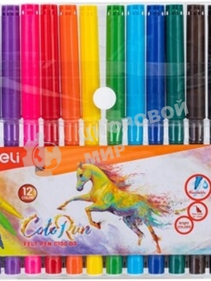 Фломастеры Deli EC156-12 ColoRun 12 цветов, пластиковая туба