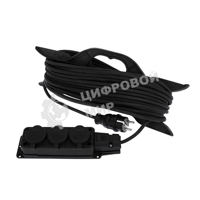 Удлинитель-шнур на рамке Rexant КГ 3х1.5, 20 м, 3 гнезда, морозостойкий, с/з, 16 А, 3500 Вт, IP44 (Сделано в России)