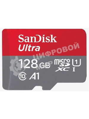Флеш карта microSDXC 128GB SanDisk Ultra Class 10, UHS-I, R 100 МБ/с, SDSQUNR-128G-GN3MN адаптер на SD