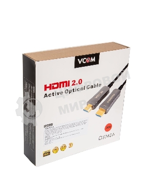 Активный оптический кабель HDMI 19M/M,ver. 2.0, 4K@60 Hz 20m VCOM