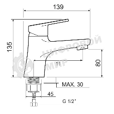 SL132-001F Смеситель для умывальника, ø35