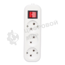 Колодка Rexant 3 гнезда с кнопкой без заземления