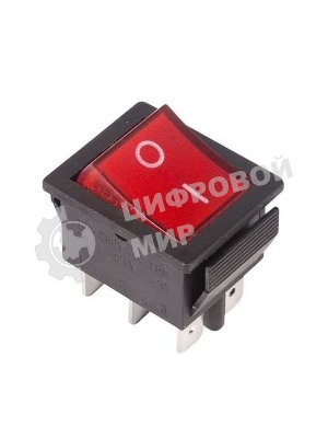 Выключатель клавишный Rexant 250V 15А (6с) ON-ON красный с подсветкой
