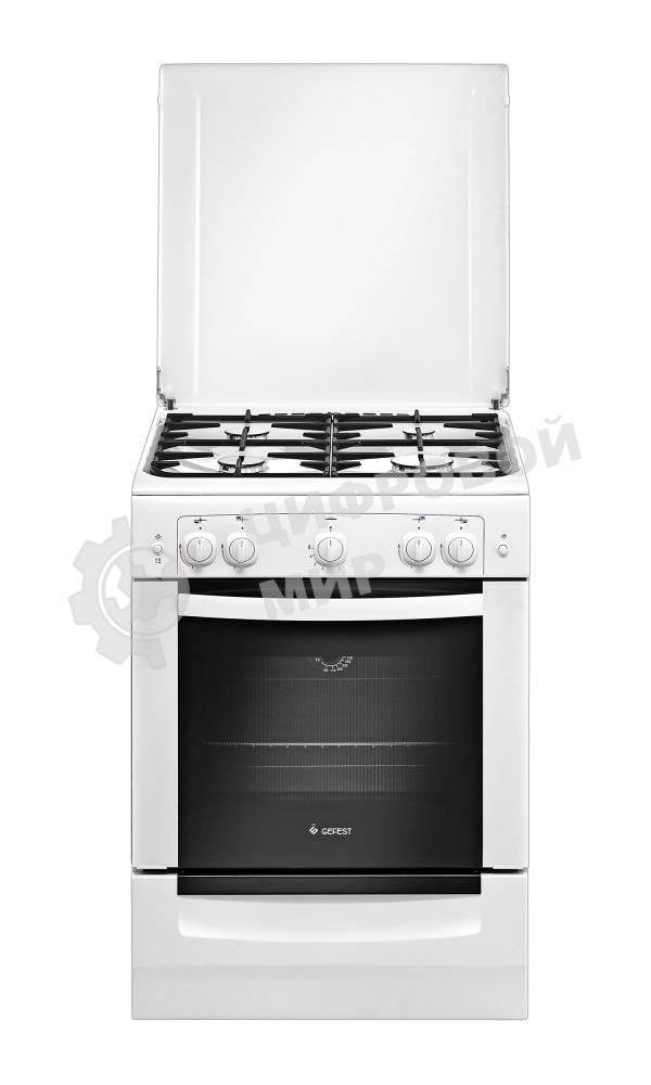 Плита газовая Gefest ПГ 6100-01 белый, конфорок 4 шт, духовка 52 л, 60 см x 85 см x 60 см