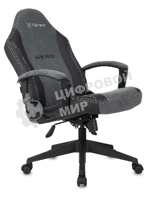 Кресло игровое Бюрократ Zombie Hero серый текстиль/эко.кожа крестов. пластик