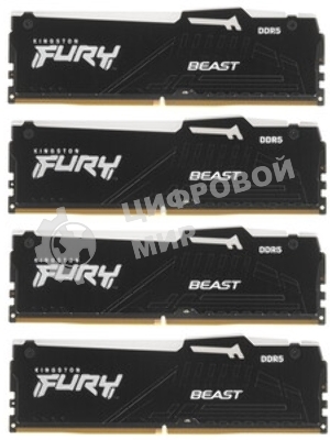 Оперативная память Kingston Fury Beast, DDR5, 128Gb (4x32Gb), 5600MHz, CL40, DIMM, радиатор, RGB, черный