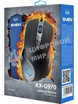 Мышь проводная SVEN RX-G970 черный, 4000 dpi, USB, кнопки - 7