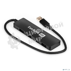 USB-концентратор 4-в-1 ExeGate DUB-4P/3 (кабель-адаптер USB3.0 --> 4xUSB3.0, Plug&Play, черный)
